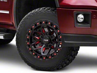 RTX Offroad Wheels Zion Black Milled Red 6-Lug Wheel; 18x9; 0mm Offset (14-18 Sierra 1500)