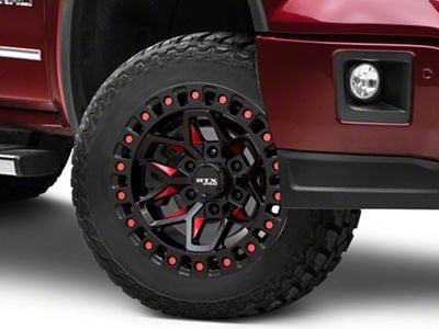 RTX Offroad Wheels Zion Black Milled Red 6-Lug Wheel; 20x9; 0mm Offset (14-18 Sierra 1500)