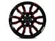 RTX Offroad Wheels Patton Gloss Black Red Milling 6-Lug Wheel; 20x9; 10mm Offset (19-24 RAM 1500)