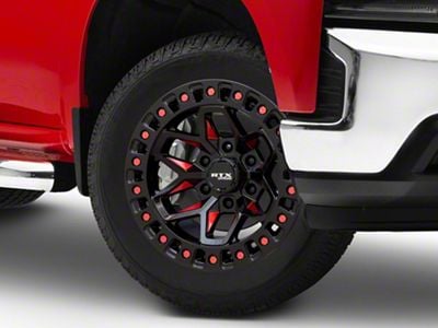 RTX Offroad Wheels Zion Black Milled Red 6-Lug Wheel; 20x9; 0mm Offset (19-25 Silverado 1500)