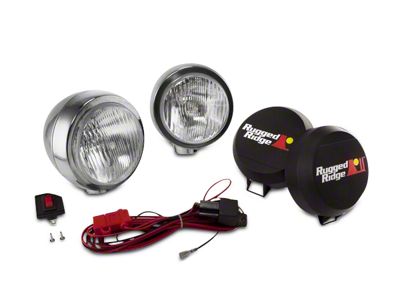 Rugged Ridge 6-Inch Round HID Off-Road Fog Lights with Stainless Steel Housings; Set of Two (Universal; Some Adaptation May Be Required)