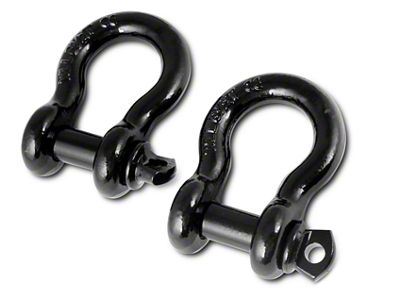 Rugged Ridge 7/8-Inch D-Ring Shackles; Black