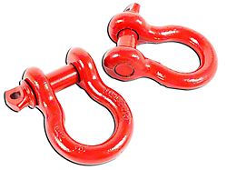 Rugged Ridge 7/8-Inch D-Ring Shackles; Red