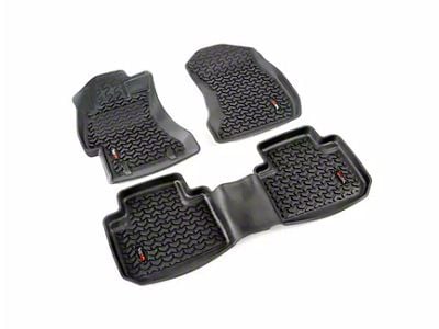 Rugged Ridge All-Terrain Front and Rear Floor Liners; Black (07-14 Sierra 3500 HD Crew Cab)