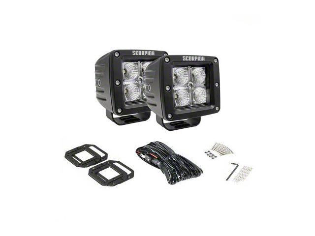 Scorpion Extreme Products Alpha LED Light Pods with Flush Mount Kit; Flood Beam (Universal; Some Adaptation May Be Required)