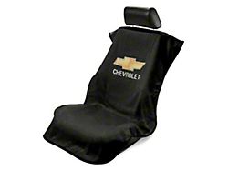 Seat Protector with Chevrolet Bowtie Logo; Black (Universal; Some Adaptation May Be Required)