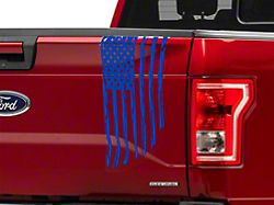 SEC10 Vertical Tailgate Distressed Flag Decal; Blue (97-24 F-150)