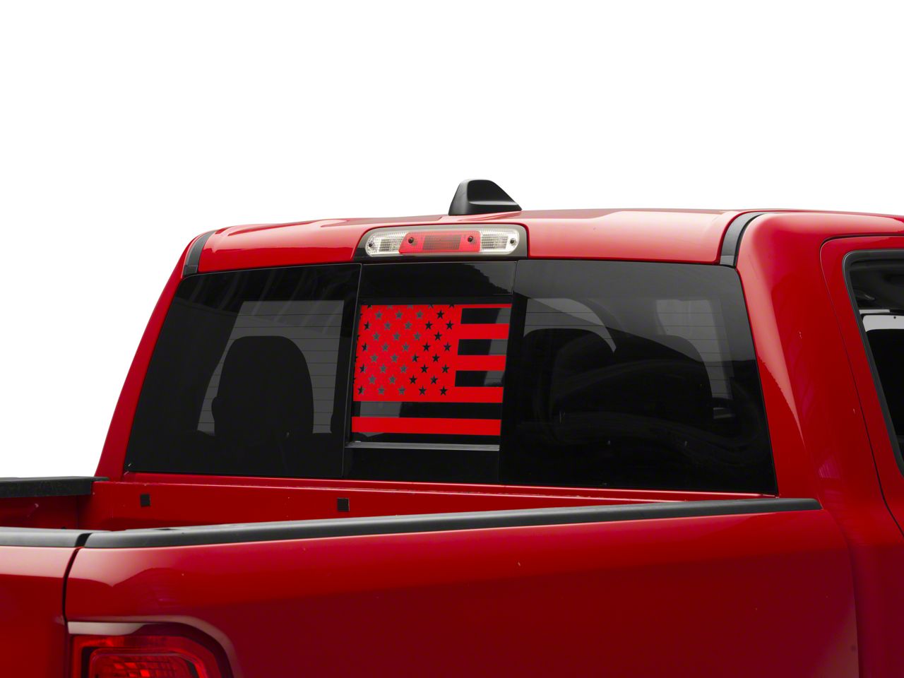 SEC10 RAM 1500 Middle Window American Flag Decal; Red R115259 (94-25 ...