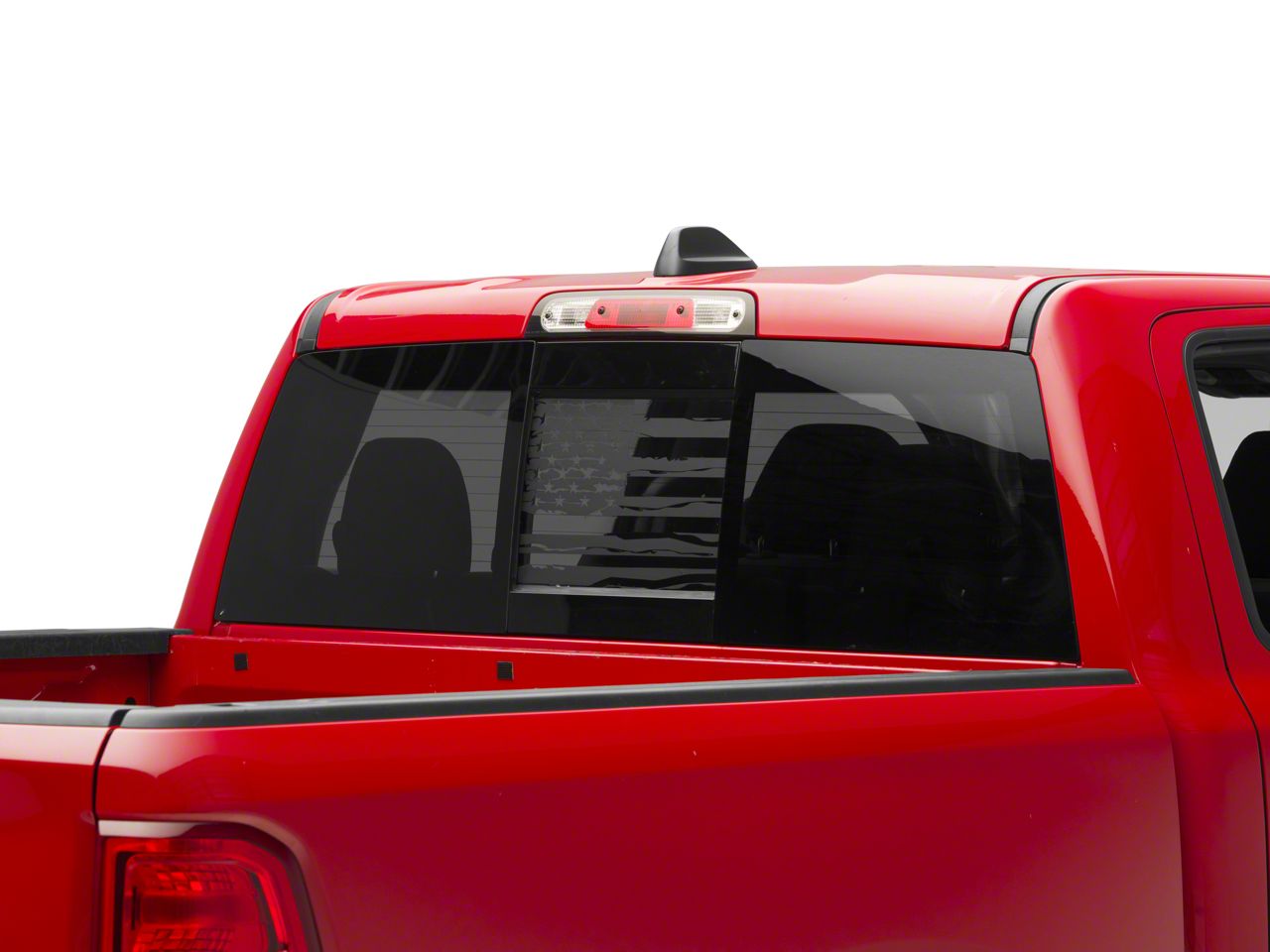 SEC10 RAM 1500 Middle Window Distressed American Flag Decal; Matte ...