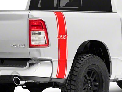 SEC10 Rear Vertical Stripe with 4x4 Logo; Red (94-24 RAM 1500)