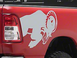 SEC10 Running Ram Head Decal; Silver (94-24 RAM 1500)