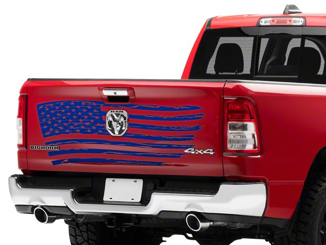 SEC10 Tailgate Flag Distressed Wave Decal; Blue (Universal; Some Adaptation May Be Required)