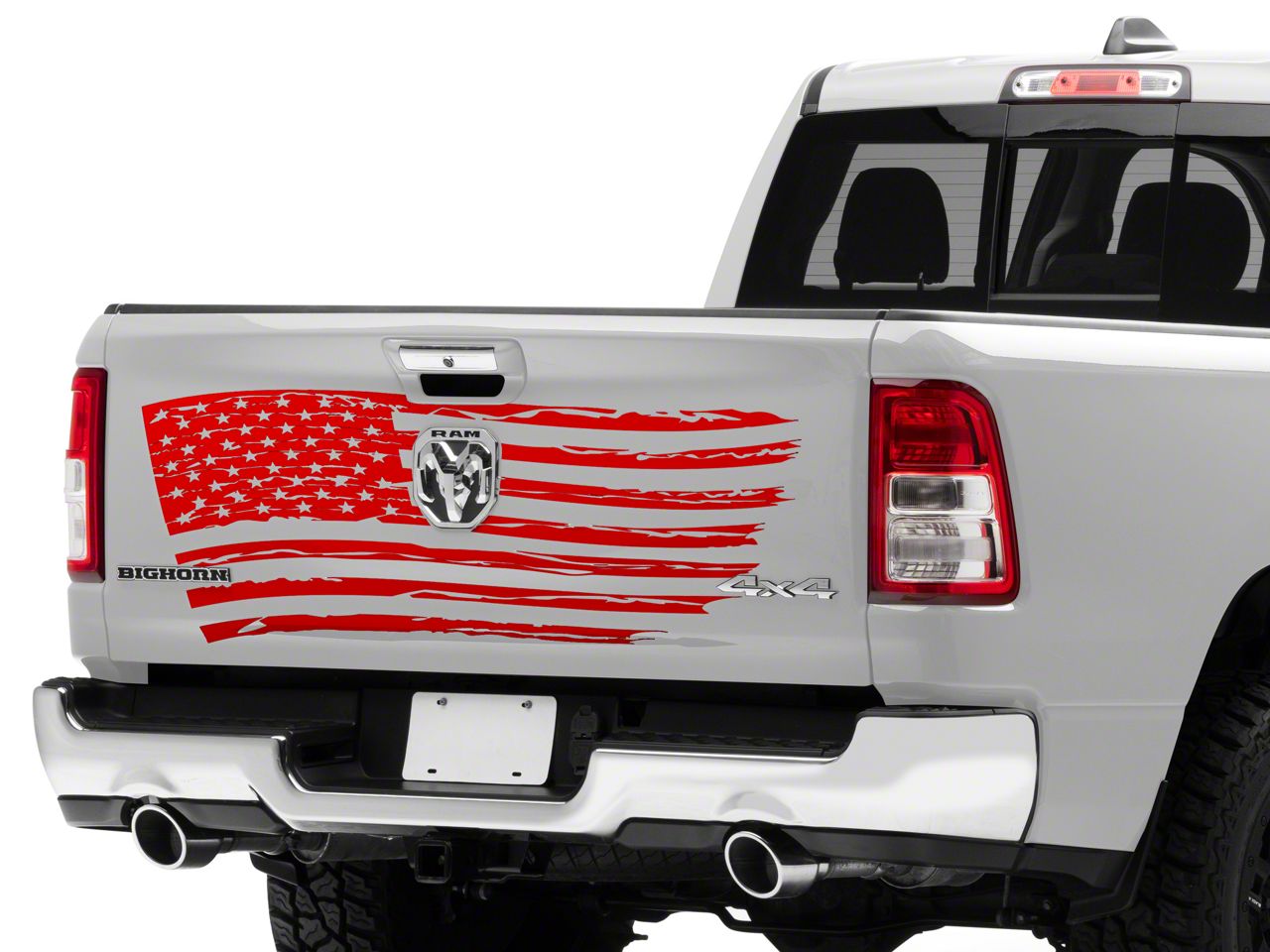 SEC10 RAM 1500 Tailgate Flag Distressed Wave Decal; Red T578095 ...