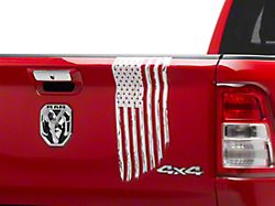 SEC10 Vertical Tailgate Distressed Flag Decal; White (94-25 RAM 1500)