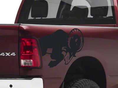 SEC10 Running Ram Head Decal; Matte Black (94-24 RAM 2500)