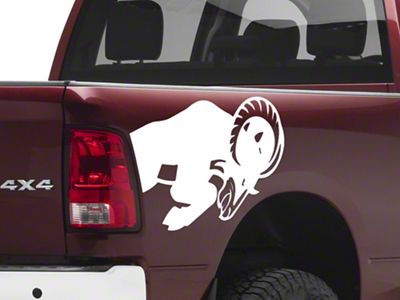 SEC10 Running Ram Head Decal; White (94-24 RAM 2500)