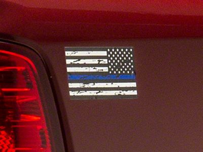 SEC10 Small Distressed Flag Decals; Blue Line (Universal; Some Adaptation May Be Required)
