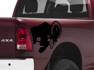 SEC10 Running Ram Head Decal; Gloss Black (94-24 RAM 3500)