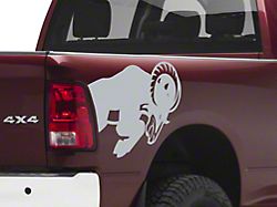 SEC10 Running Ram Head Decal; Silver (94-24 RAM 3500)