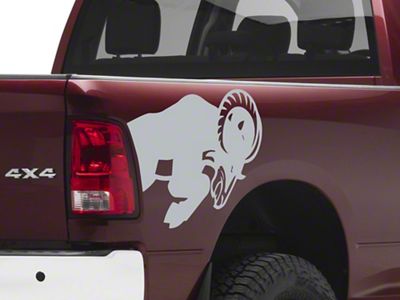 SEC10 Running Ram Head Decal; Silver (94-24 RAM 3500)