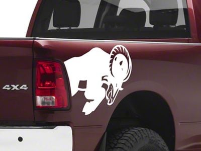 SEC10 Running Ram Head Decal; White (94-24 RAM 3500)