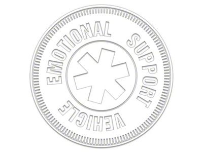 SEC10 Emotional Support Vehicle Decal; White (Universal; Some Adaptation May Be Required)