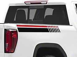 SEC10 Dashed Bed Stripes; Black and Red (01-25 Sierra 3500 HD)