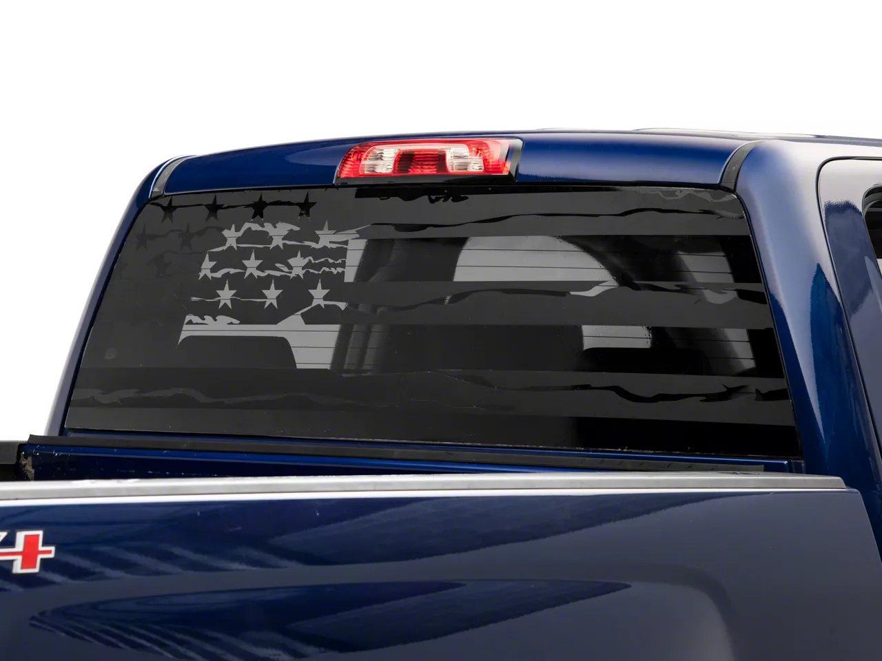 SEC10 Silverado 1500 Full Window Distressed American Flag Decal; Matte ...