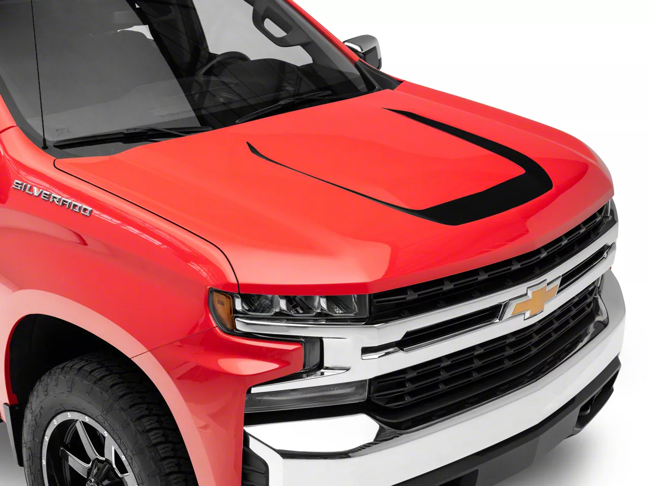 Sec10 Silverado 1500 Hood Decal; Gloss Black S130356 (19-25 Silverado 