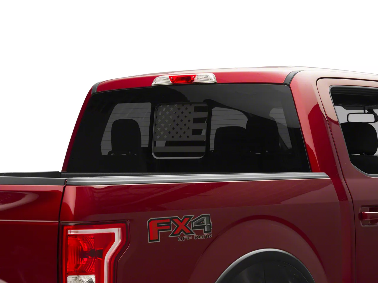 SEC10 F-250 Super Duty Middle Window American Flag Decal; Matte Black ...