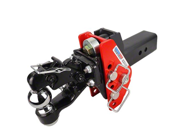 Shocker Hitch Impact Cushioned 3-Inch Receiver Hitch Ball Mount with Pintle Hook and 2-5/16-Inch Ball; 4-1/2-Inch Rise to 6-1/2-Inch Drop (Universal; Some Adaptation May Be Required)