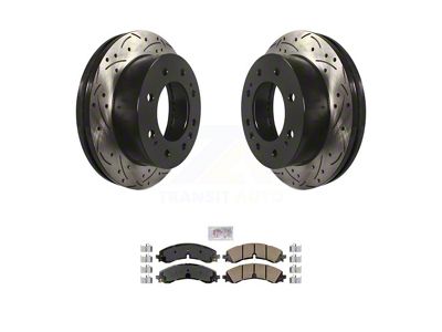 Drilled and Slotted 8-Lug Brake Rotor and Ceramic Pad Kit; Front (20-25 Silverado 3500 HD)