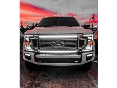 Sick Diesel LED Grille Lights with Plug and Play Harness; Silver Frame (20-22 F-350 Super Duty Limited)