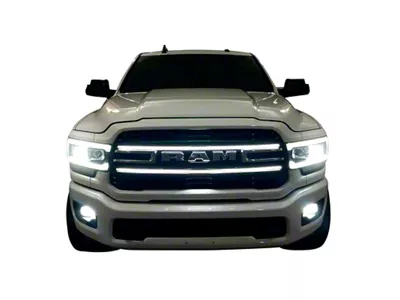 Sick Diesel LED Grille Accent Lights; with Plug and Play Harness; Smoked; Silver Frame (19-22 RAM 3500 Laramie)