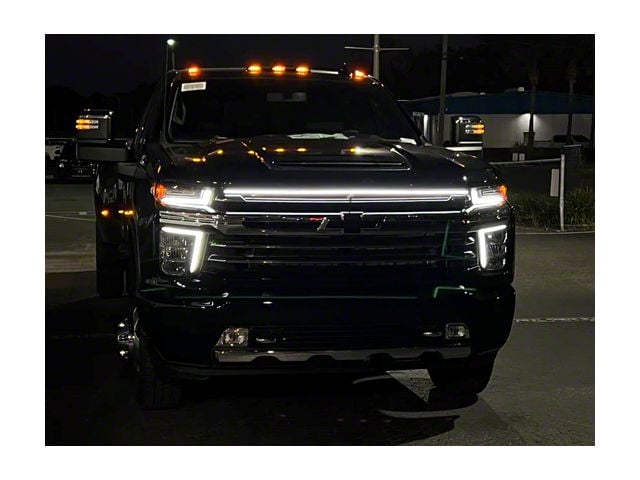 Sick Diesel LED Grille Light Power Bar with Plug and Play Harness; Silver Frame (20-24 Silverado 3500 HD High Country, LTZ)