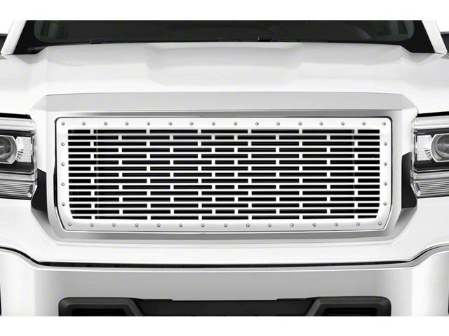 1-Piece Steel Upper Grille Insert; Bricks with Steel Finish (14-15 Sierra 1500)