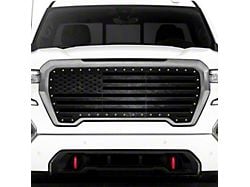 1-Piece Steel Upper Grille Insert; Printed Distressed Straight American Flag (19-21 Sierra 1500; 2022 Sierra 1500 Limited)