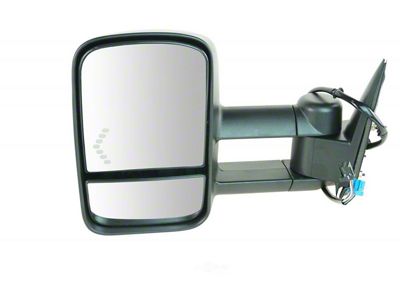 180 Degree Swing Powered Heated Manual Folding Towing Mirror; Driver Side (03-06 Sierra 1500)