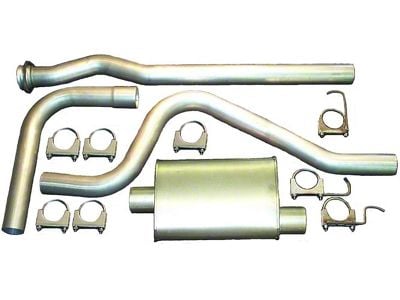 3-Inch Aluminized Single Exhaust System with HVS Welded Muffer; Side Exit (99-06 4.3L Sierra 1500)