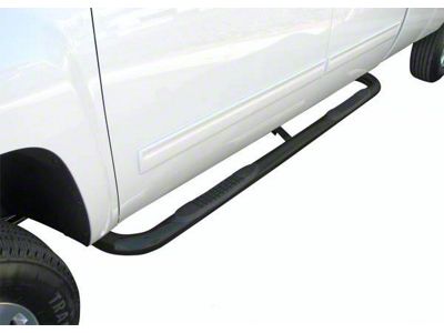 3-Inch Round Side Step Bars; Black (99-18 Sierra 1500 Regular Cab)