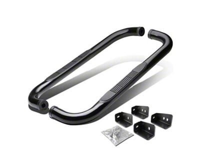 3-Inch Round Side Step Bars; Black (99-18 Sierra 1500 Regular Cab)