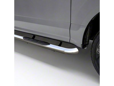 3-Inch Round Side Step Bars; Polished Stainless (07-14 Sierra 1500 Crew Cab)