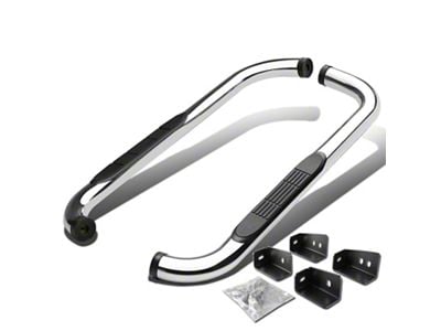 3-Inch Round Side Step Bars; Stainless Steel (99-19 Sierra 1500 Regular Cab)