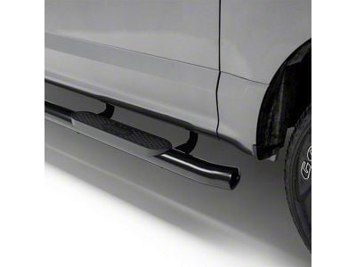4-Inch Oval Side Step Bars; Black (19-24 Sierra 1500 Double Cab)