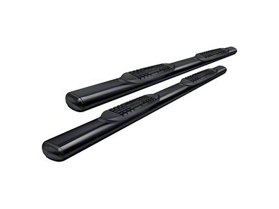 4-Inch Oval Straight Side Step Bars; Black (19-24 Sierra 1500 Double Cab)