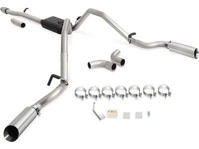 Dual Exhaust System with Polished Tips; Rear Exit (14-18 4.3L Sierra 1500)