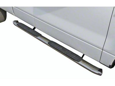 4X Series 4-Inch Oval Side Step Bars; Stainless Steel (19-24 Sierra 1500 Crew Cab)