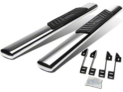 5-Inch Straight Nerf Side Step Bars; Stainless Steel (99-13 Sierra 1500 Regular Cab)