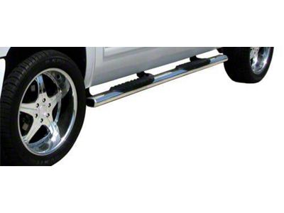 5-Inch Straight Oval Side Step Bars; Body Mount; Stainless Steel (04-18 Sierra 1500 Crew Cab)