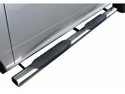 5-Inch Straight Oval Side Step Bars; Rocker Mount; Stainless Steel (07-18 Sierra 1500 Extended/Double Cab)